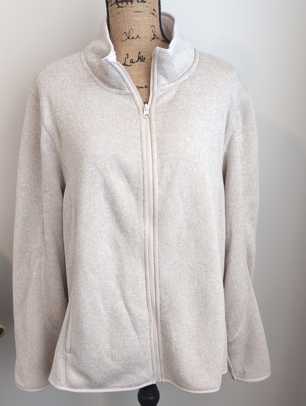 Swiss Tech Women's Full-Zip Teddy Jacket in Light Beige